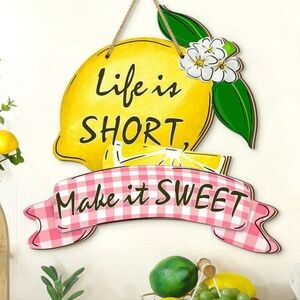 Vintage Farmhouse Lemon Welcome Sign - Yellow and Green